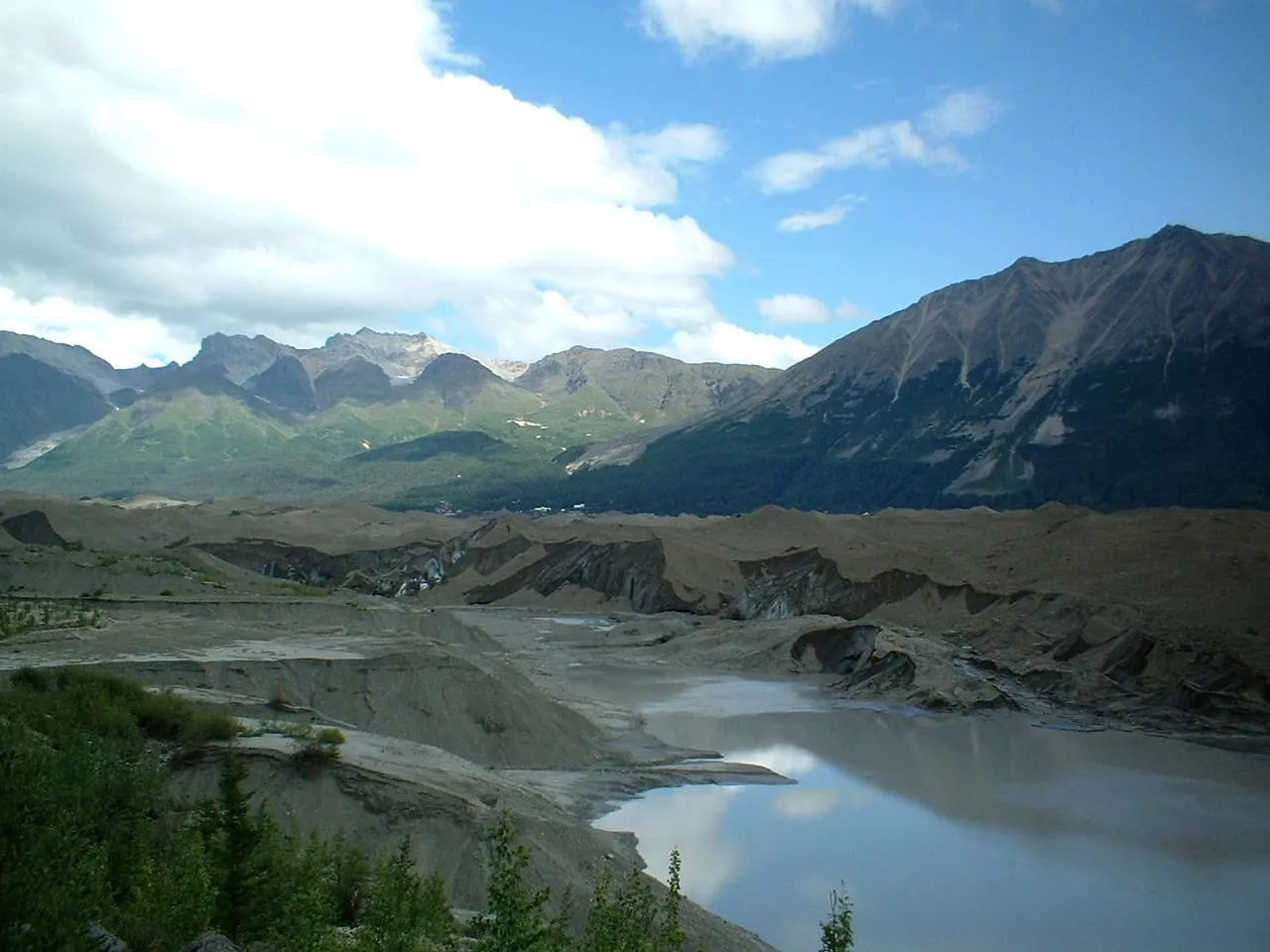 View from Toe of Glacier with (tiny) Kennicott in background